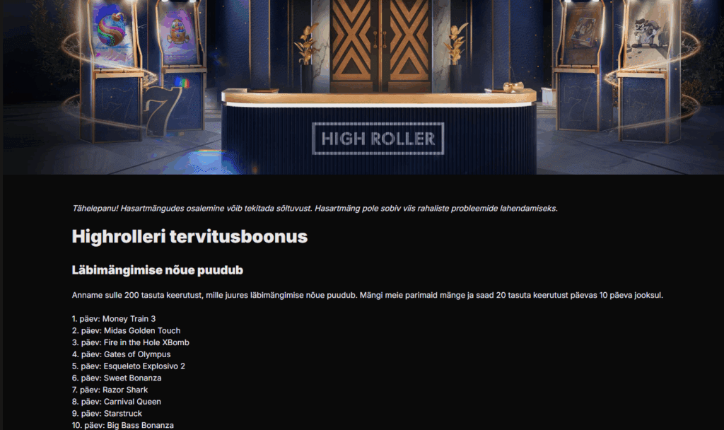 kasiino tervitusboonus